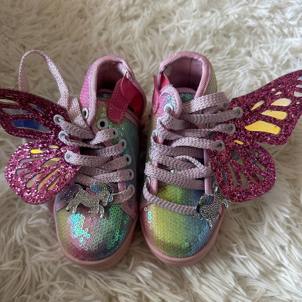 LOLA & THE BOYS BUTTERFLY 🦋HIGHTOP SEQUINS SNEAKERS Toddler size 8C girls